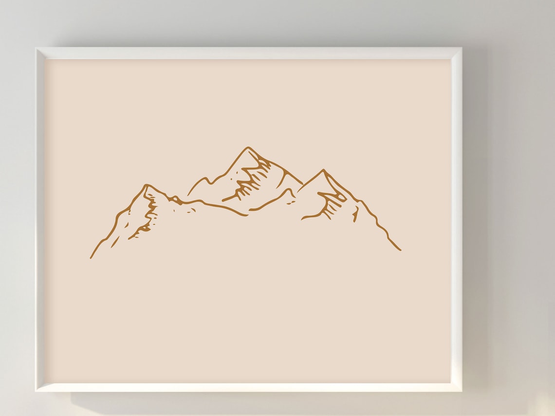 Mountain Minimalist Travel Poster, Neutral Boho