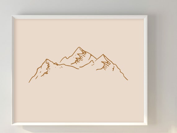 Mountain Minimalist Travel Poster, Neutral Boho