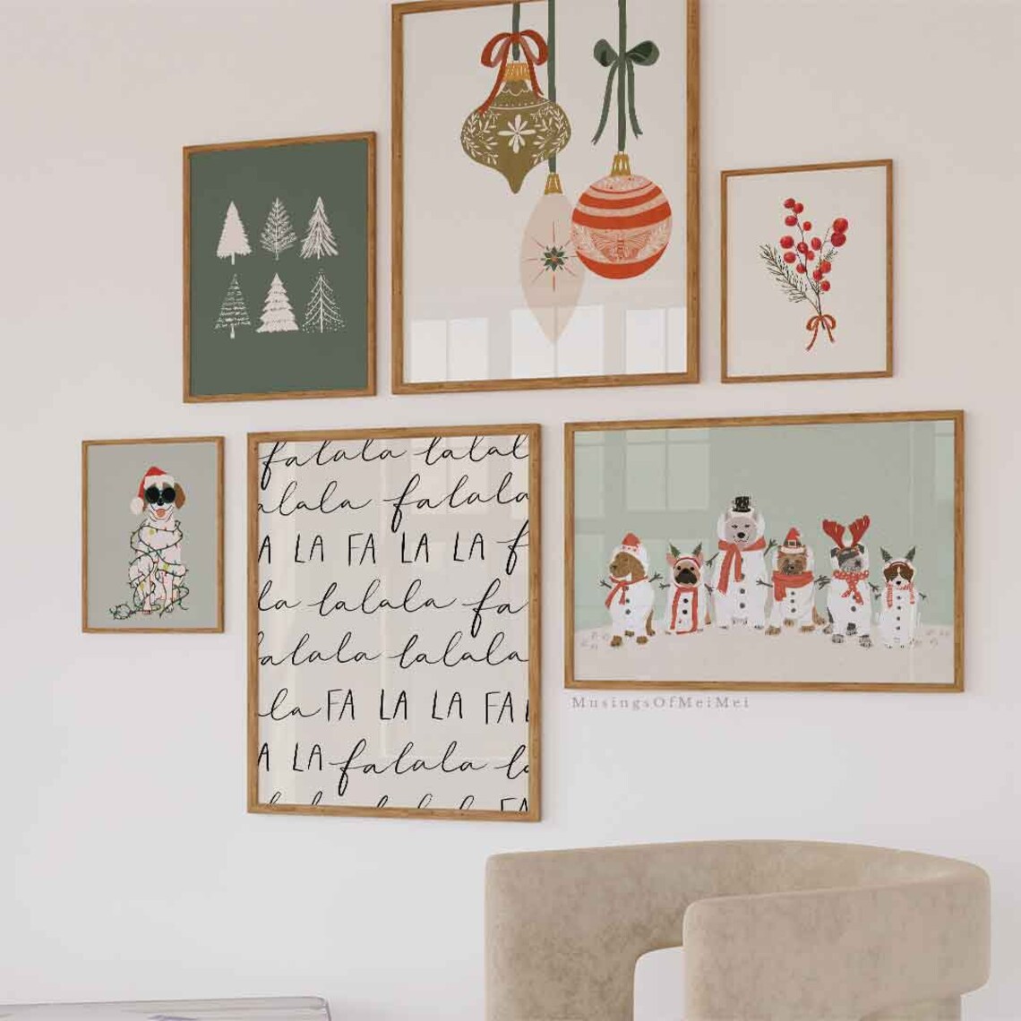 Dog Print Holiday Decor Christmas Art Print - Image 2
