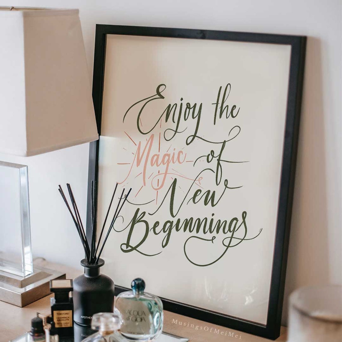 Enjoy The New Beginnings Art Home Decor Sign Inspirational Quote Office Decor New Years Print Dorm Decor - Image 4