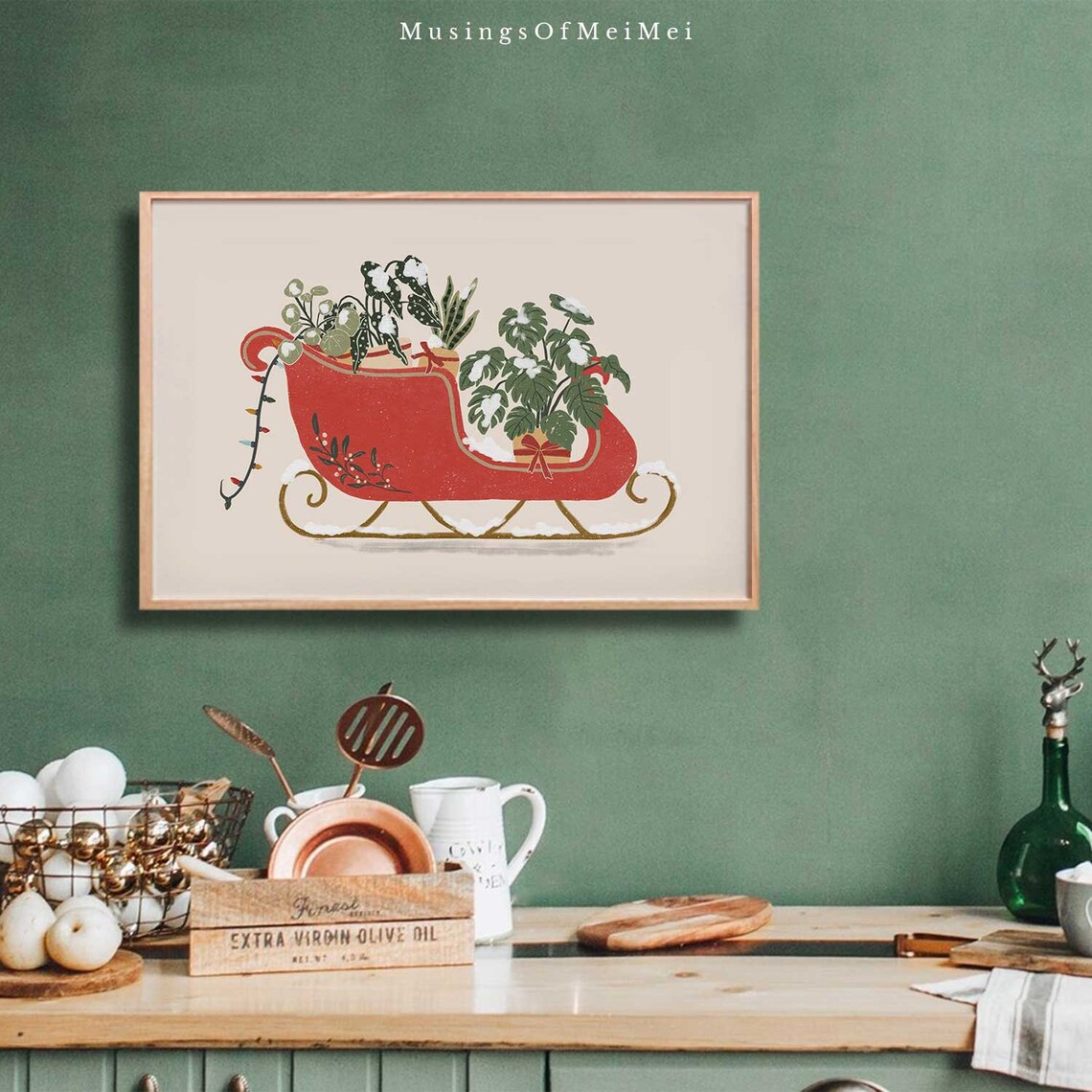 Botanical Christmas Art Print, Winter Wall Decor - Image 3