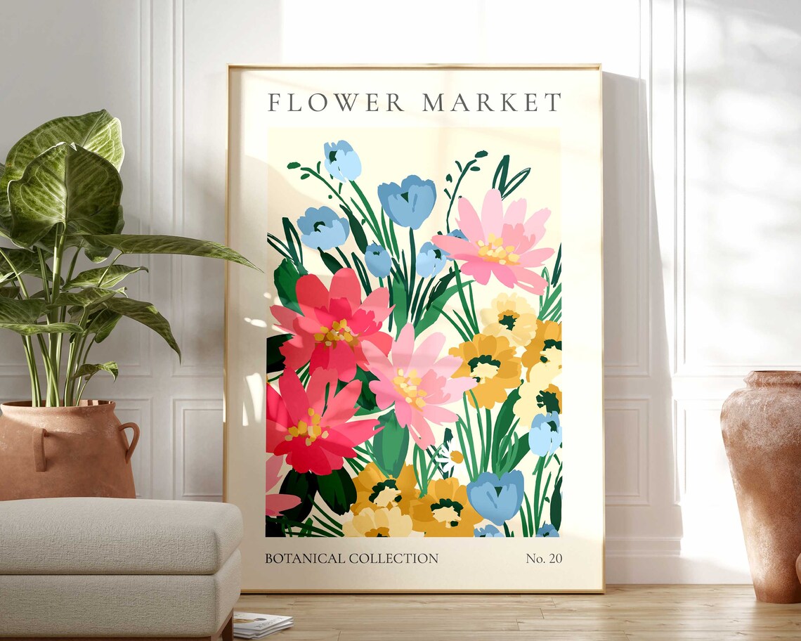 Bold Flower Market Modern Abstract Floral Art Print