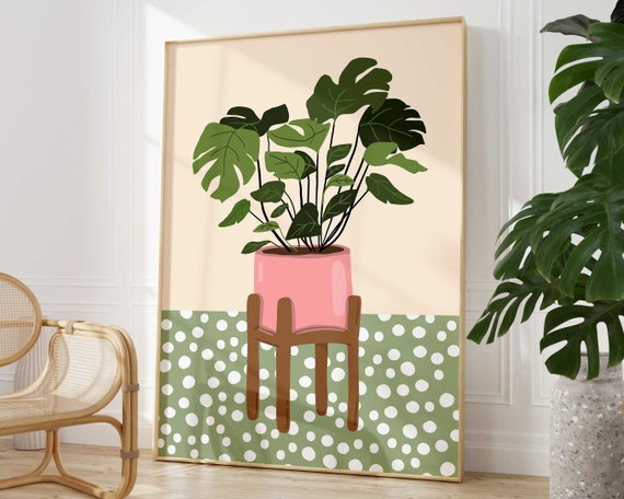 Monstera Leaf Boho Botanical Art Print