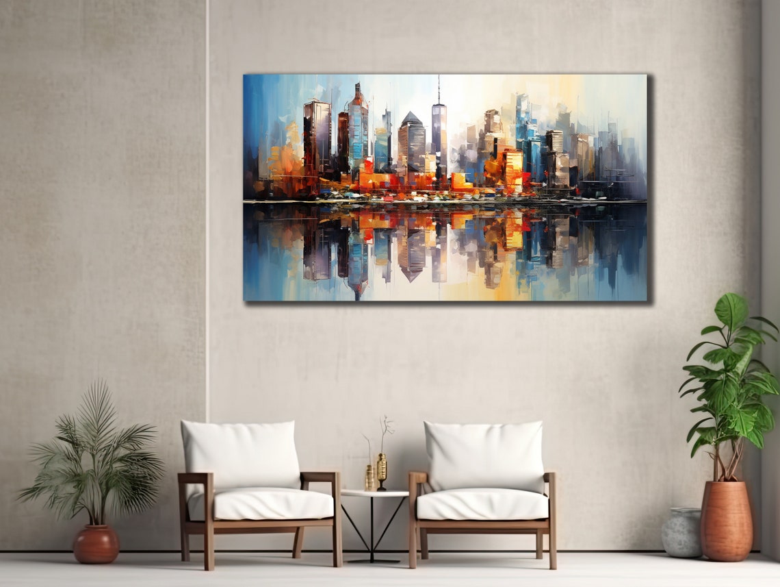 Abstract City Art Colorful Nyc Wall Art Home Wall Decor Cityscape Painting Oil Painting New York City Decor Housewarming Gifts - Image 2