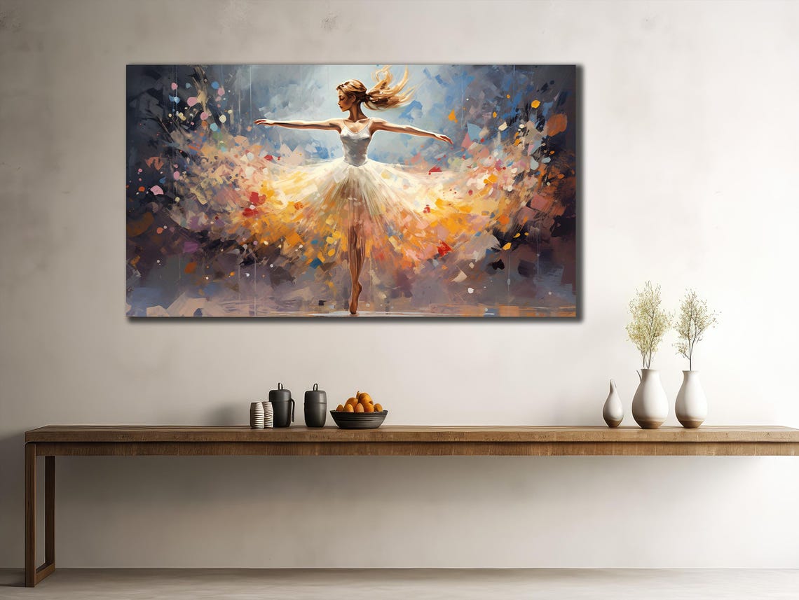 Ballerina White Tutu Colorful Confetti Burst Dancing Art Poster - Image 2