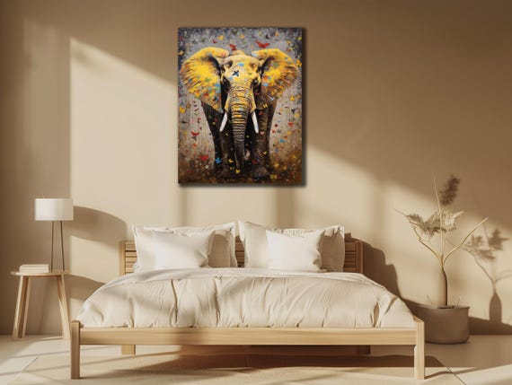 Butterflies Elephant Art Animal Wall Decor Wildlife African Wall Art Elephant Poster Butterfly Print On Home Wall Decor
