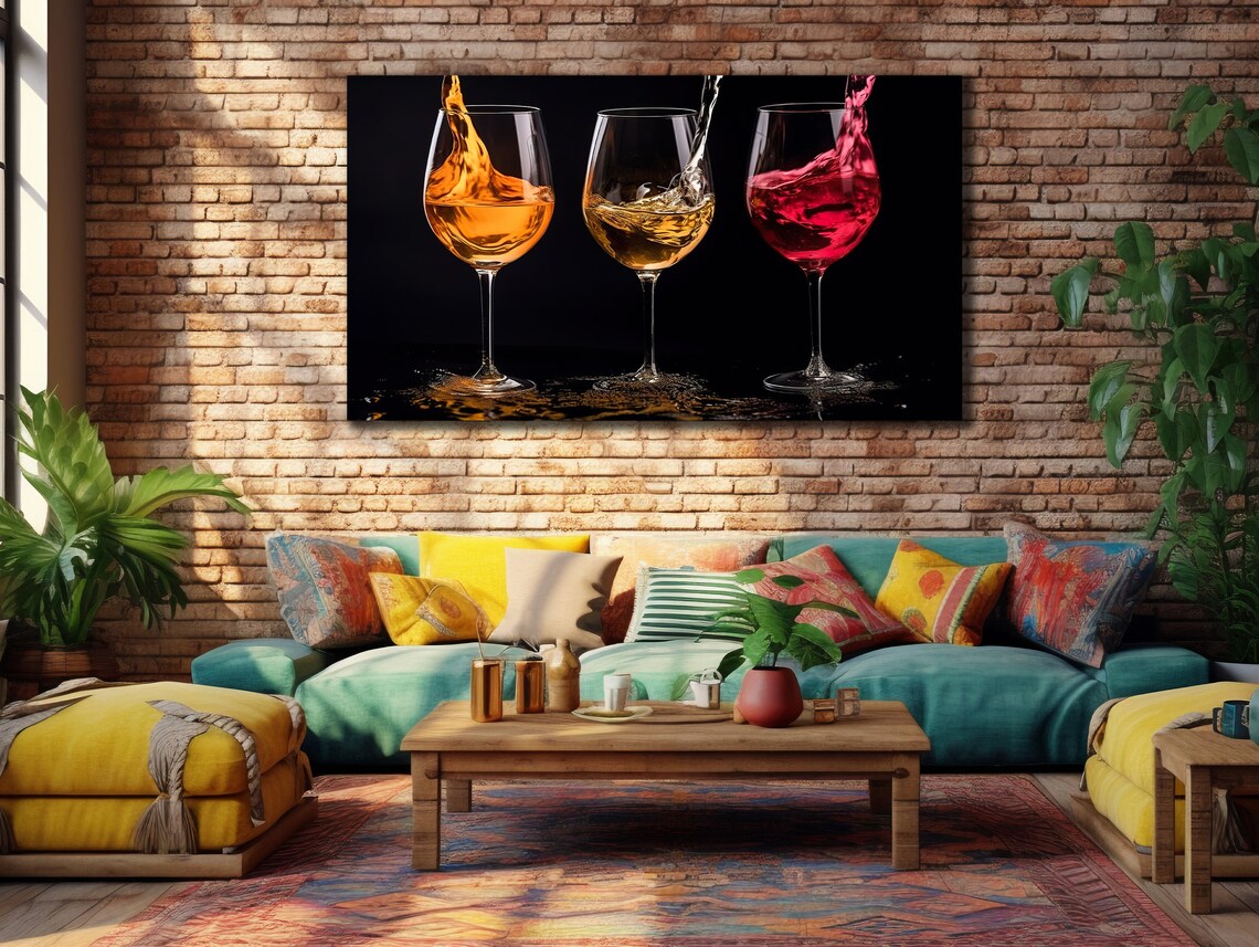 Wine Glass Splash Trio Black Background Bar Kitchen Drink Wall Art Poster - Image 3