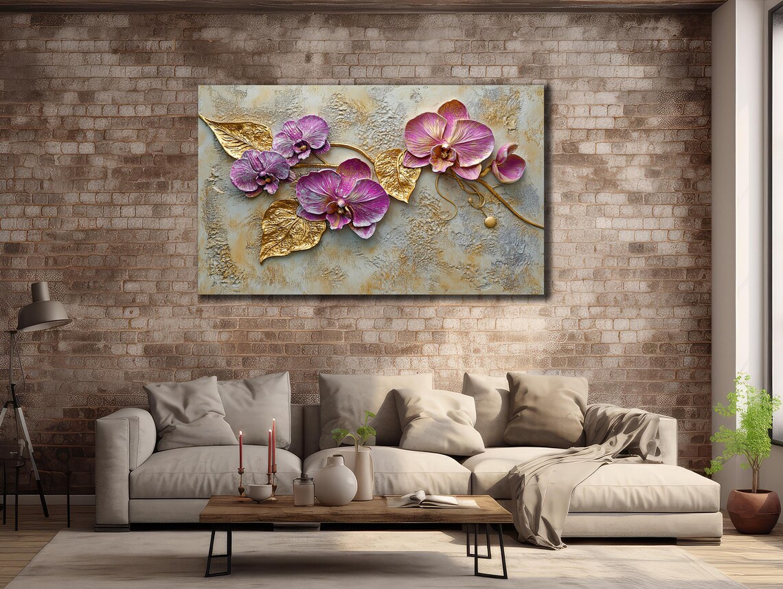 Pink Orchid Art, Modern Floral Wall Decor - Image 3