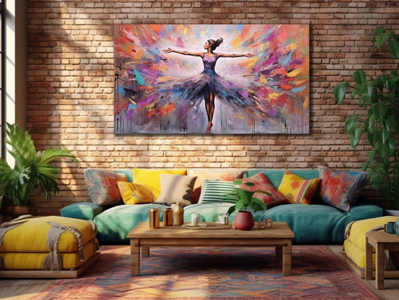 Ballerina Print Art Dancer Wall Art Colorful Painting On Modern Oil Printing Art Gift For Her Woman Dancer Wall Decor