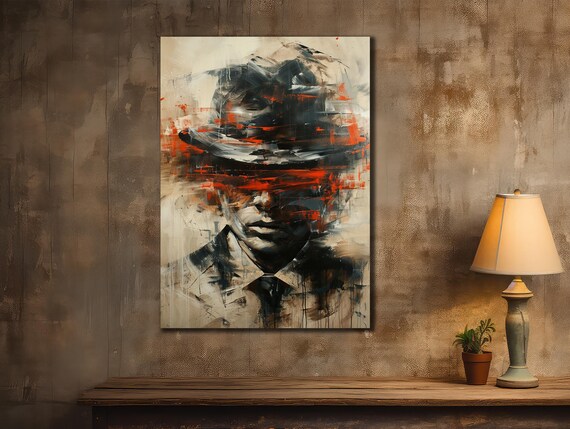 Man With Hat Wall Art Painting On Sexy Man Printing Art Gift For Her Modern Wall Decor Abstract Man In Suit Wall Decor