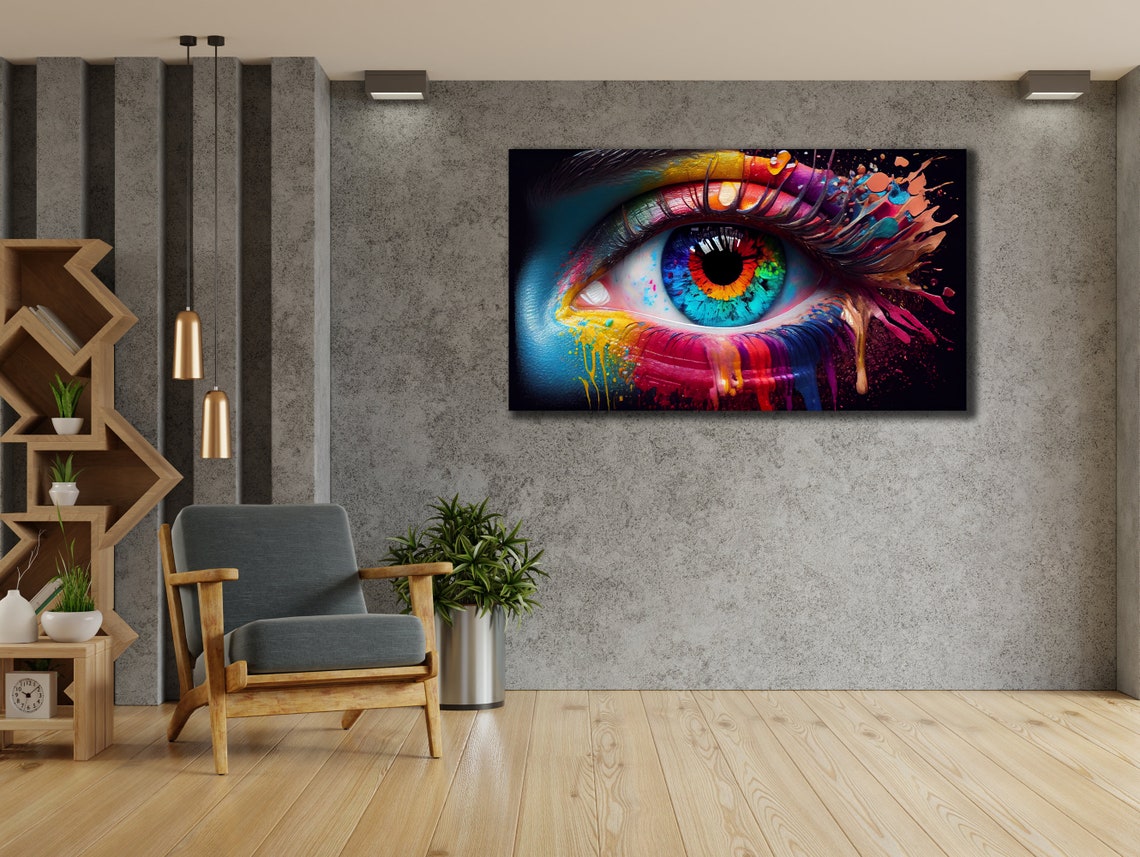 Rainbow Human Eye Paint Drips Surreal Colorful Modern Wall Art Poster - Image 2