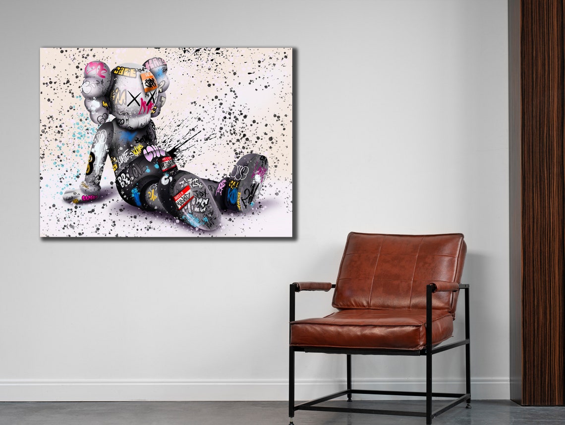 Kaws Companion Figure Colorful Graffiti Pop Art Sitting Poster - Image 3