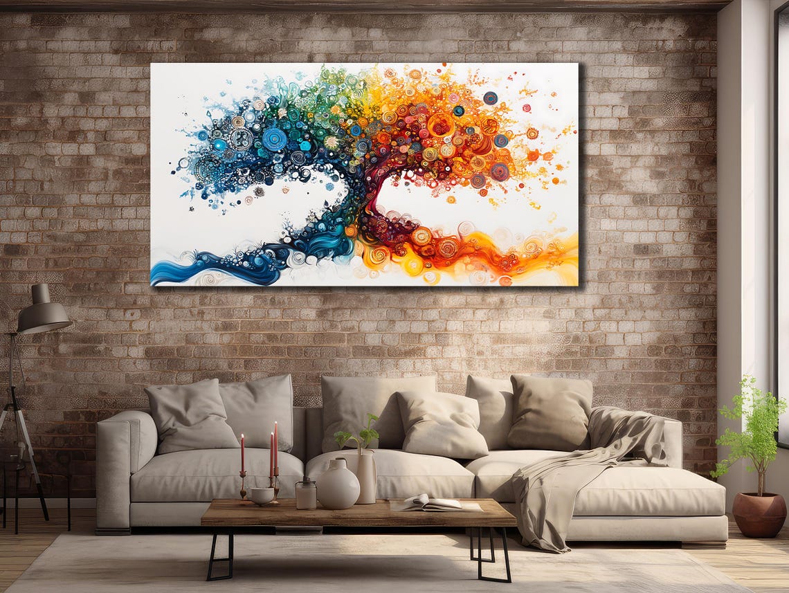 Tree Of Life Rainbow Swirl Circles Abstract Watercolor Tree Print Art