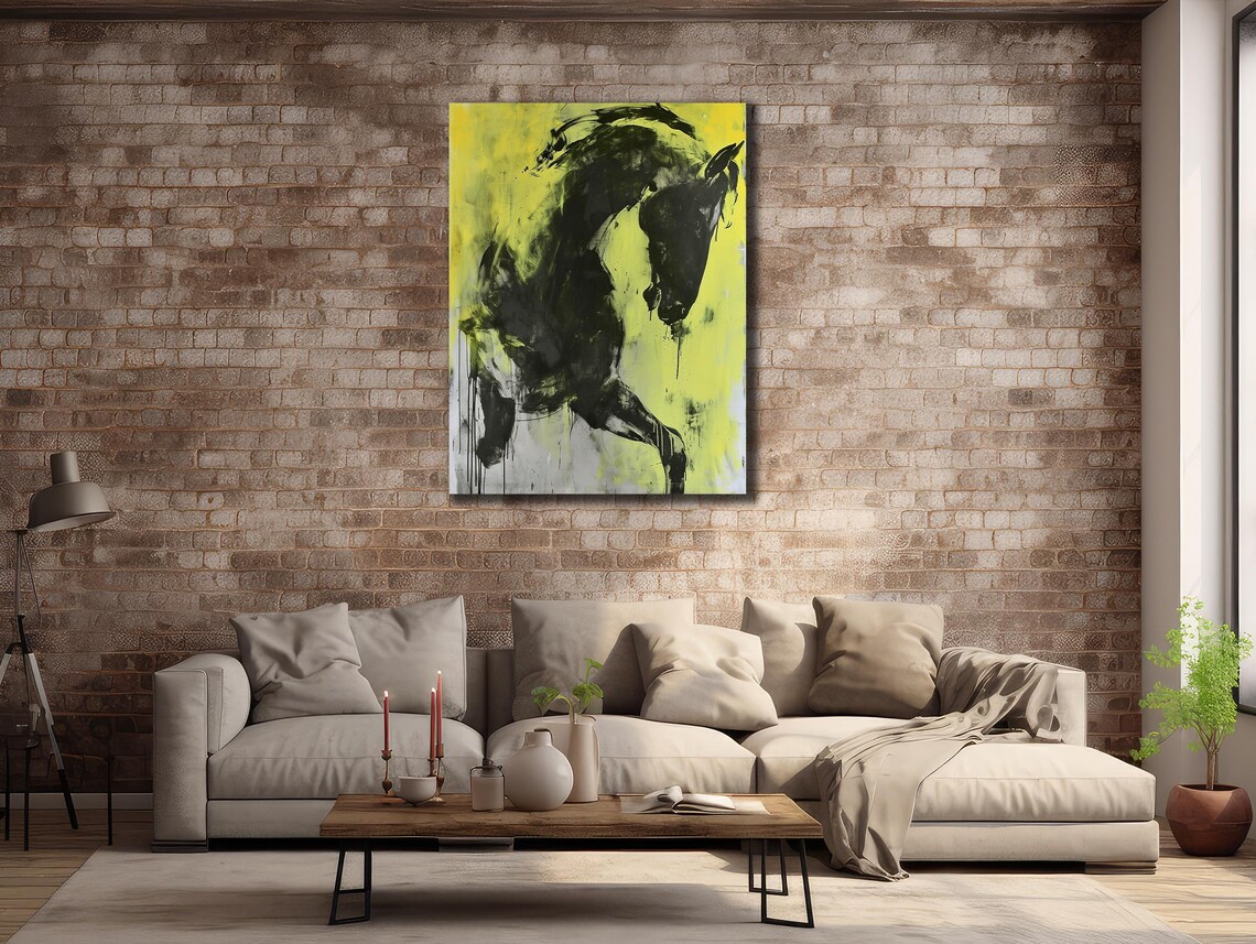 Horse Wall Art Black Horse On Painting Animal Poster Farmer Gifts Home Decoraton Art Prints Horse Gift