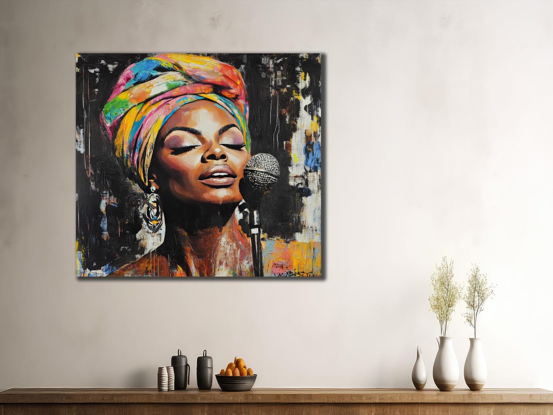 African Woman Scarf Print Ethnic Painting Wall Decor House Gift Idea Bedroom Wall Decor Black Girl Wall Art African Woman Poster - Image 3