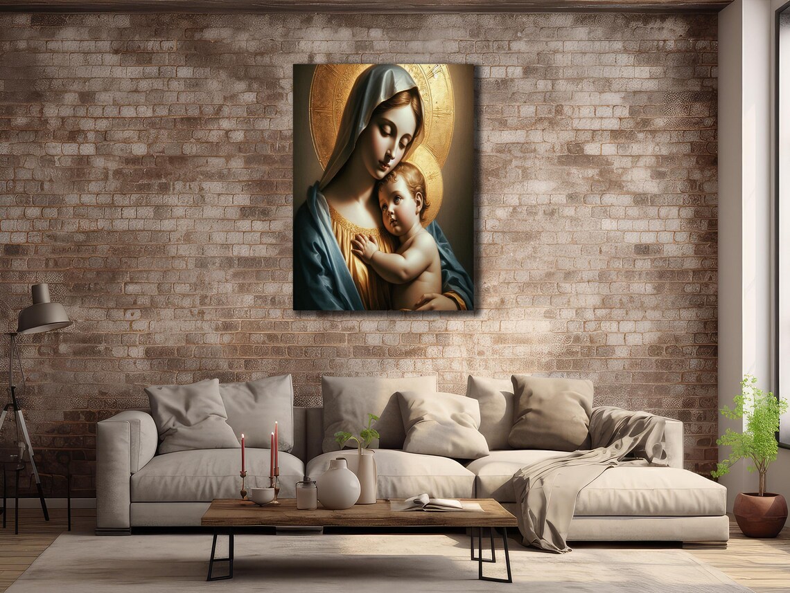 Madonna And Child Golden Halo Icon Style Virgin Mary Religious Wall Art Poster - Image 2