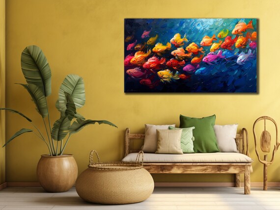 Colorful Fish Art Print For Bedroom Decor Fishes Wall Decor Kids Room Wall Decor Animal Print On Colorful Painting Art