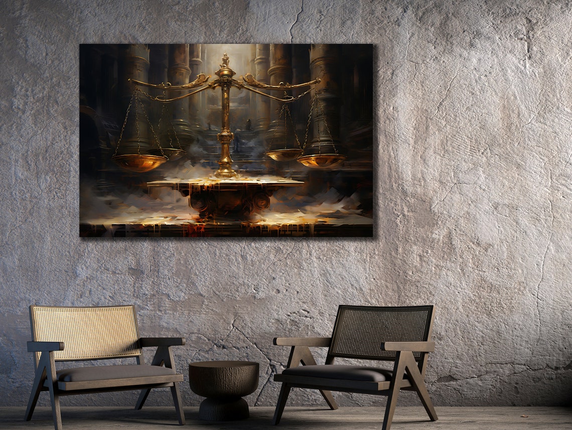 Scales Of Justice Art Lawyer Office Wall Decor Print Wall Art Gift For Lawyer Lawyer Gifts Balance Of Justice Painting On - Image 3