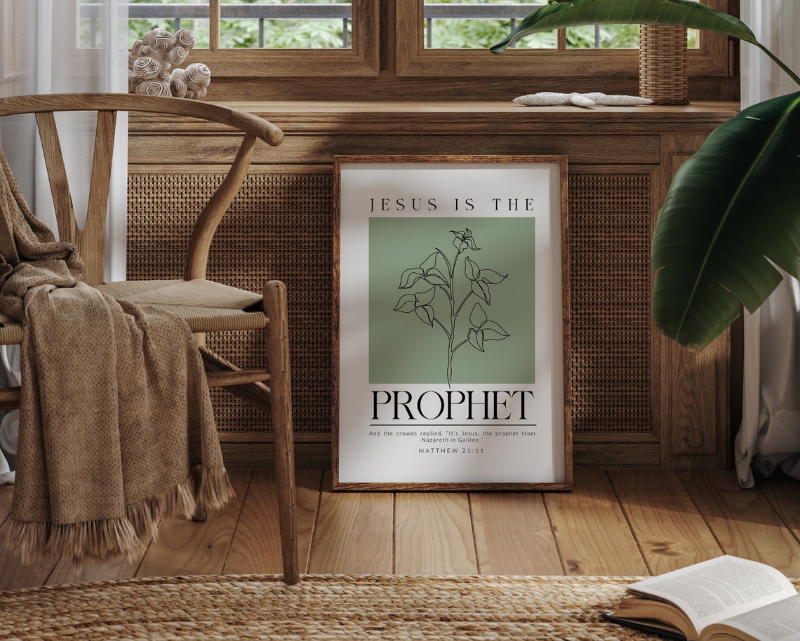 Jesus Is the Prophet Matthew 21:11 Line Floral Scripture Poster - Image 6