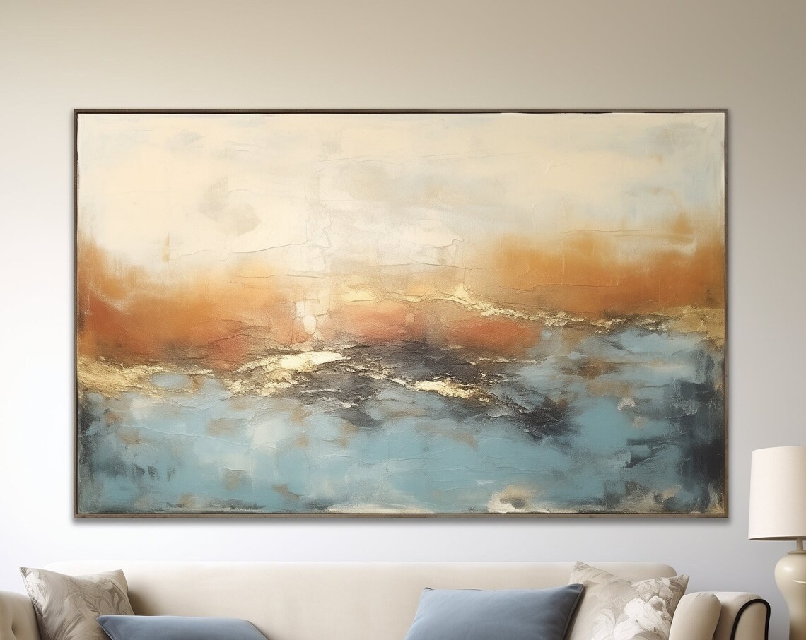 Abstract Landscape With Gold Leaf, Sea Waves