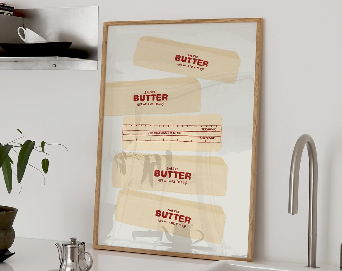 Butter Art Print, Minimalist Kitchen Food Illustration - Image 4