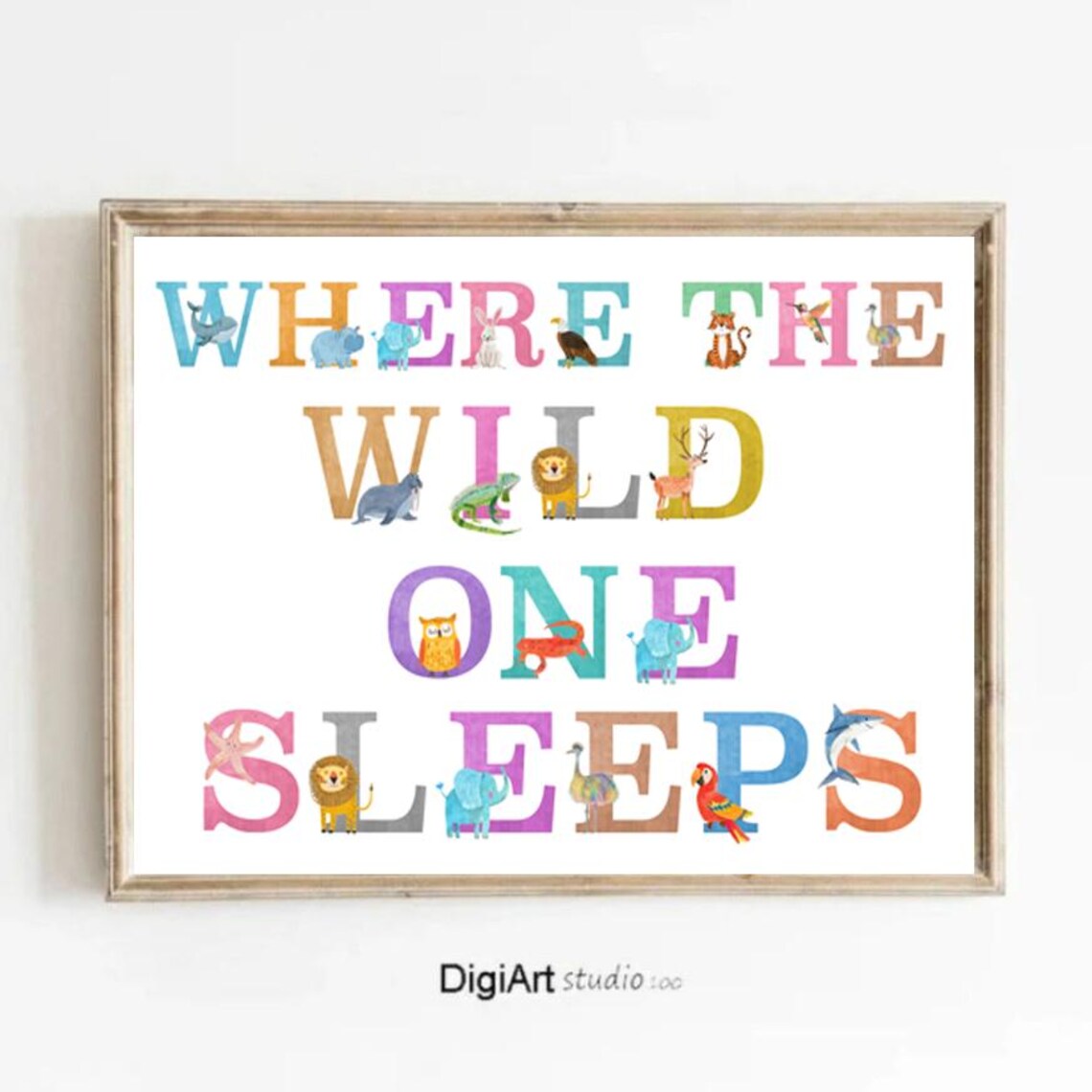 Where The Wild One Sleeps Animal Alphabet Kids Nursery Poster