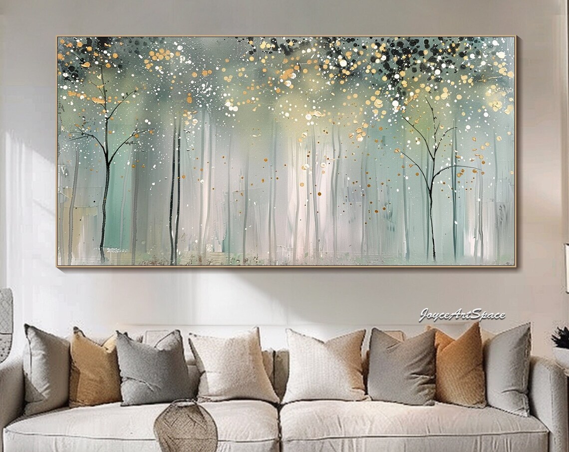 Forest Oil Painting, 3D Abstract Boho Art Print