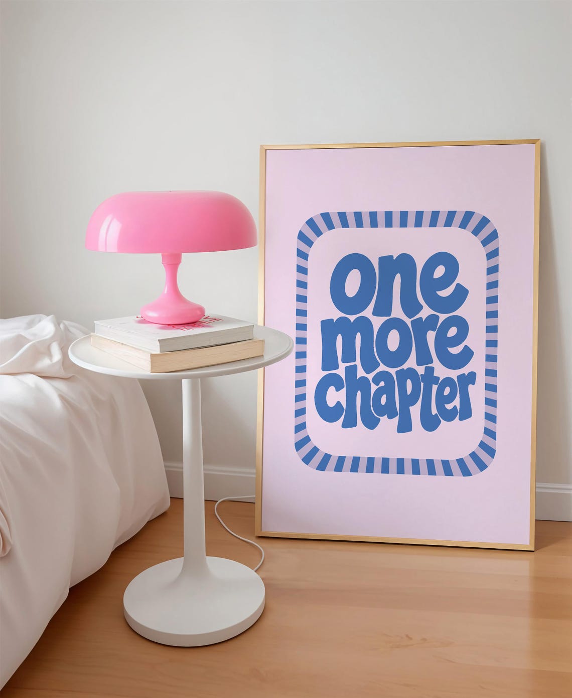 One More Chapter Poster Blue Bookish Art Print Reading Corner Decor Digital Download