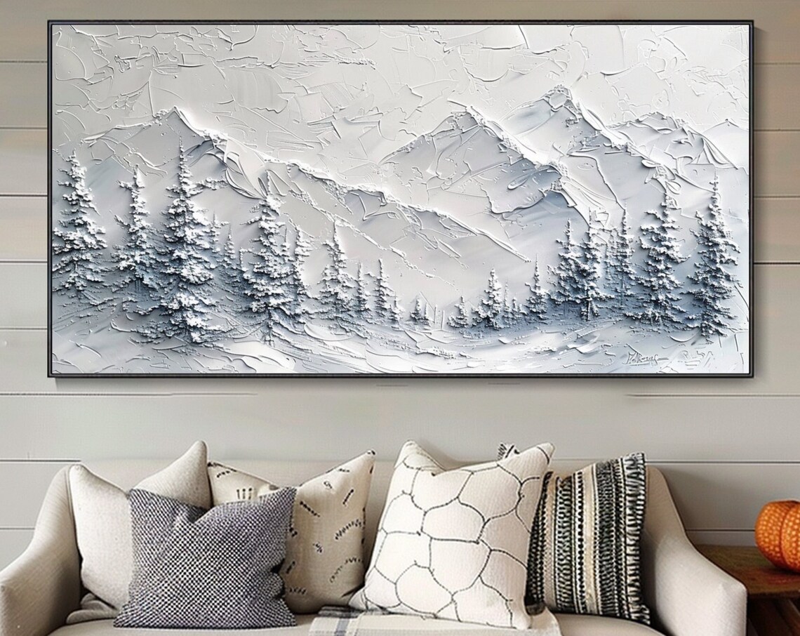 Abstract Snow Mountain Oil Painting, Wabi Sabi Art Print