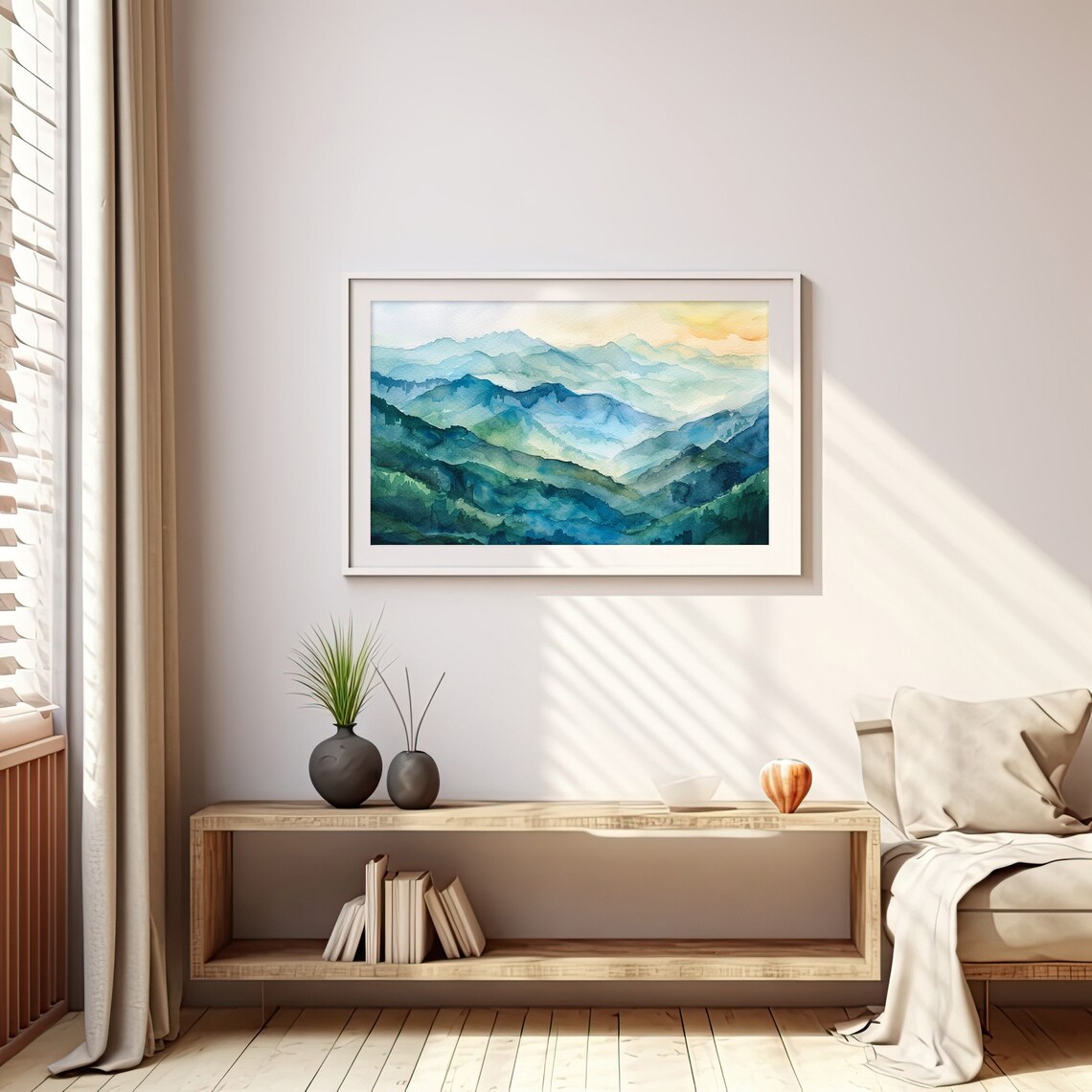 Blue Ridge Mountains Watercolor Foggy Forest Art Print - Image 5