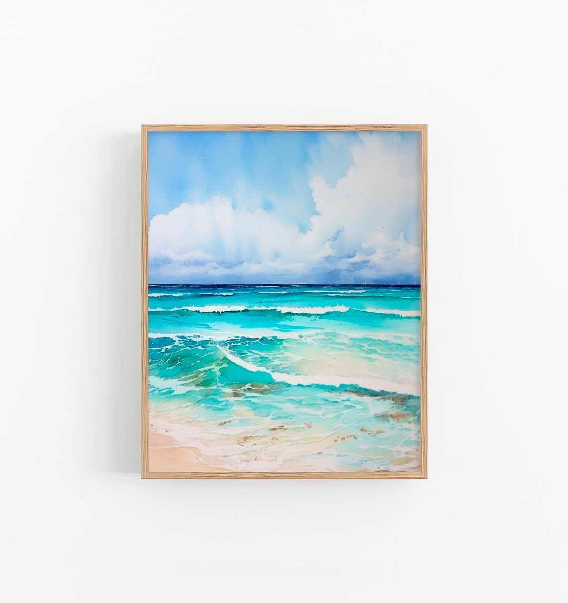 Laguna Beach Turquoise Waves Watercolor Ocean Seascape Poster