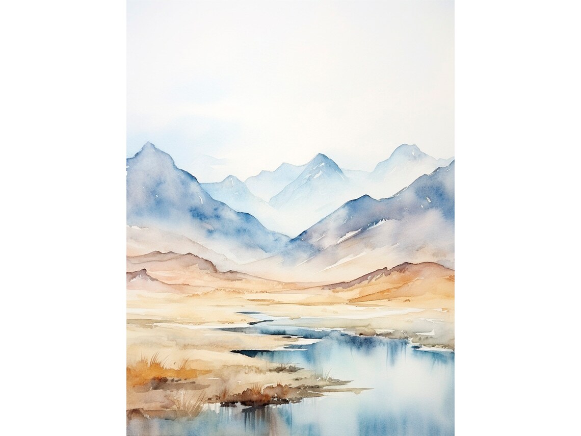 Colorado Mountains Watercolor Painting Art Print