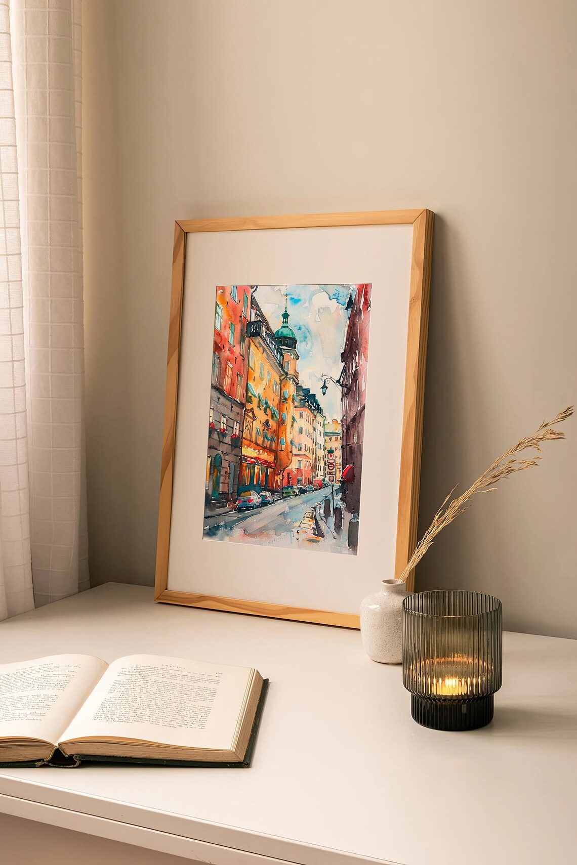 Stockholm Sweden Old Town Street Watercolor Cityscape Travel Poster - Image 2
