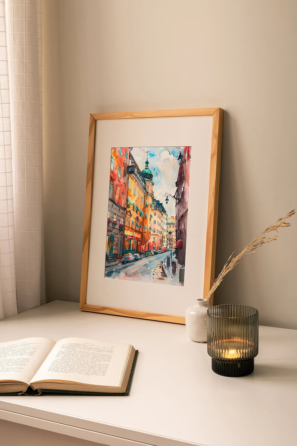Stockholm Watercolor Painting Sweden Cityscape Watercolor Art Print Stockholm Street Artwork Travel Art Poster By Feelingprints - Image 2