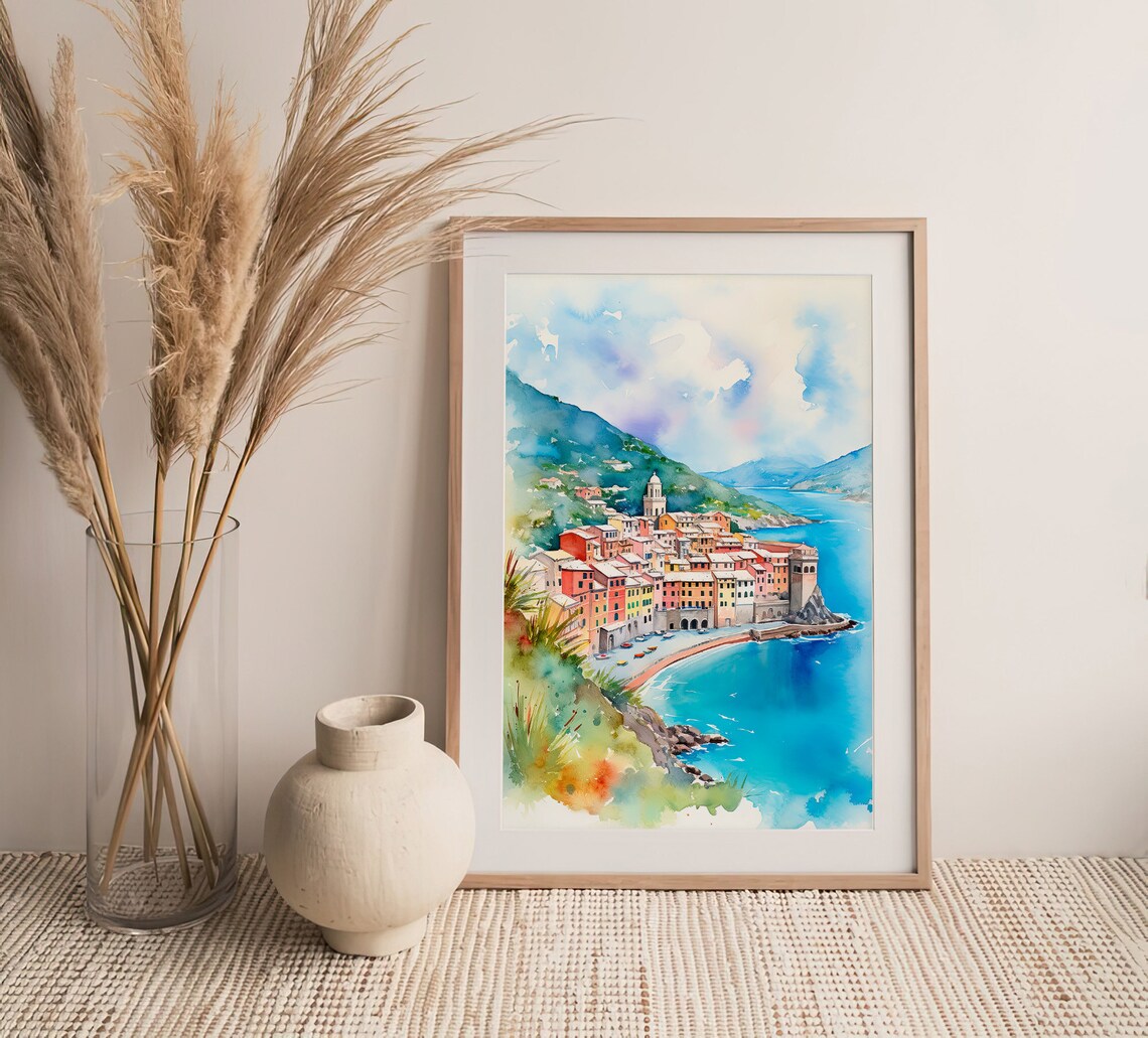 Vernazza Cinque Terre Watercolor Art Print, Italy - Image 2