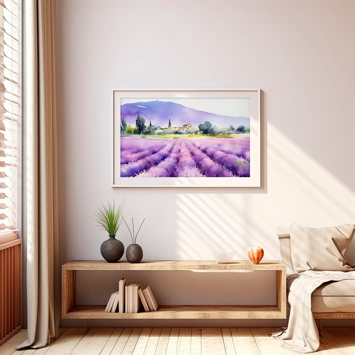 Sequim Lavender Fields Watercolor Purple Rows Farmhouse Poster - Image 4