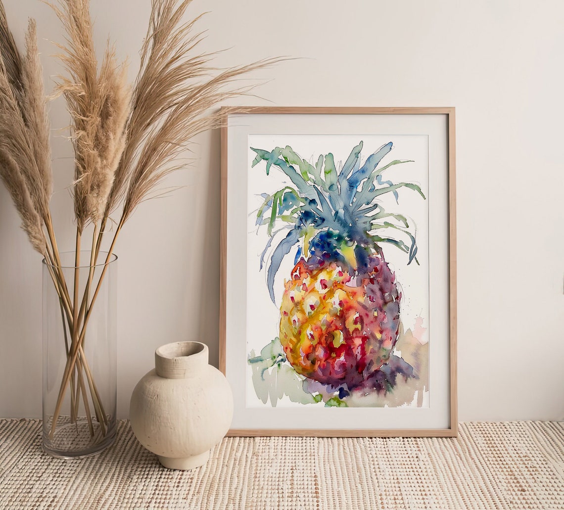 Pineapple Watercolor Painting Exotic Fruit Art Print Kitchen Wall Art Decor Print By Feelingprints - Image 5