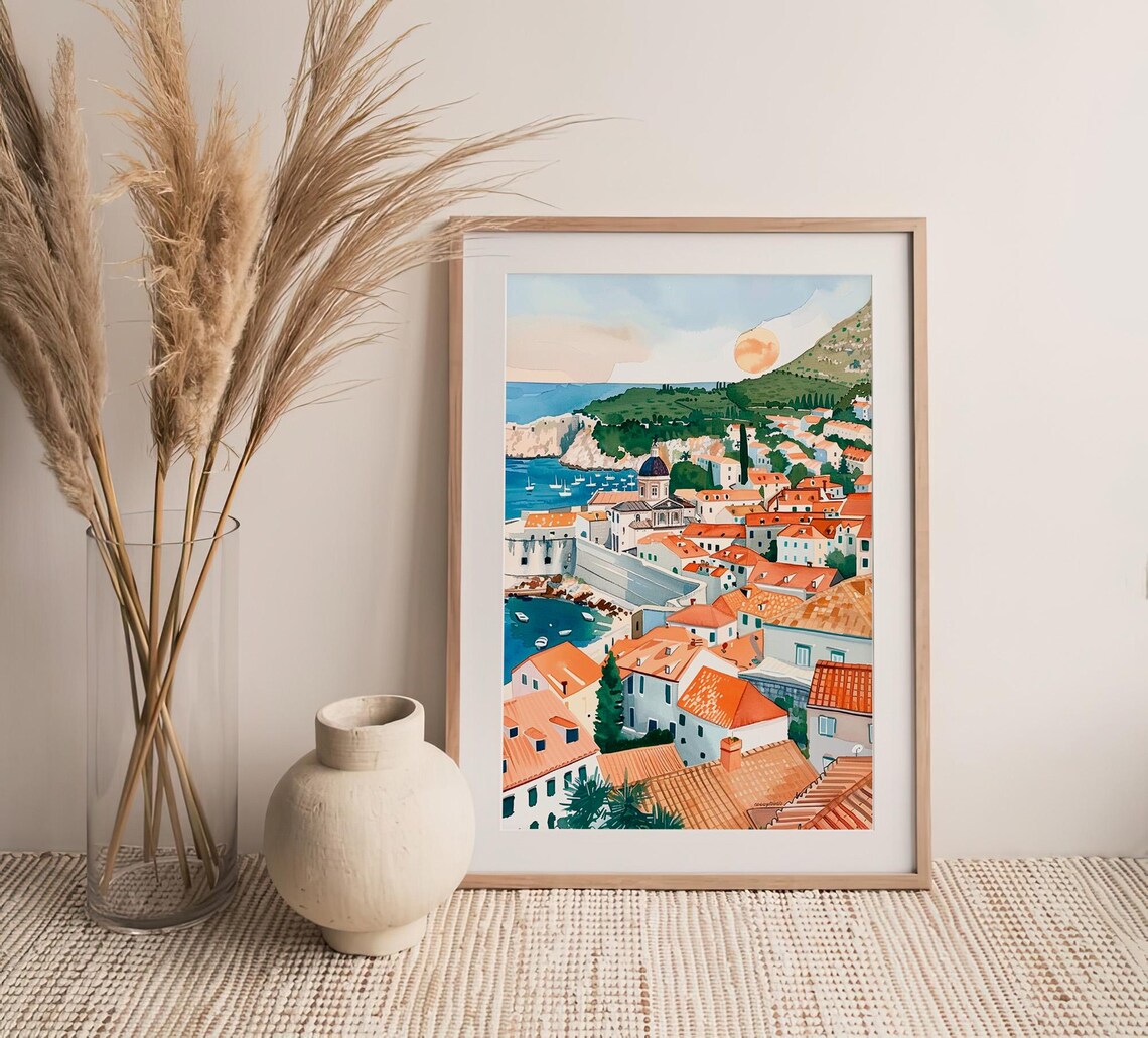 Dubrovnik Watercolor Cityscape Art Print, Croatia - Image 4