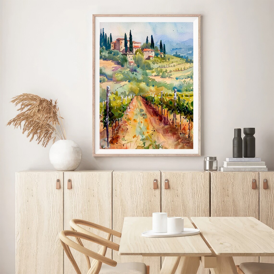 Tuscany Vineyard Watercolor Art Print, Italian Countryside - Image 5
