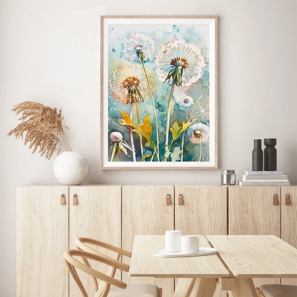 Dandelion Seeds Watercolor Wildflowers Airy Botanical Farmhouse Print - Image 4