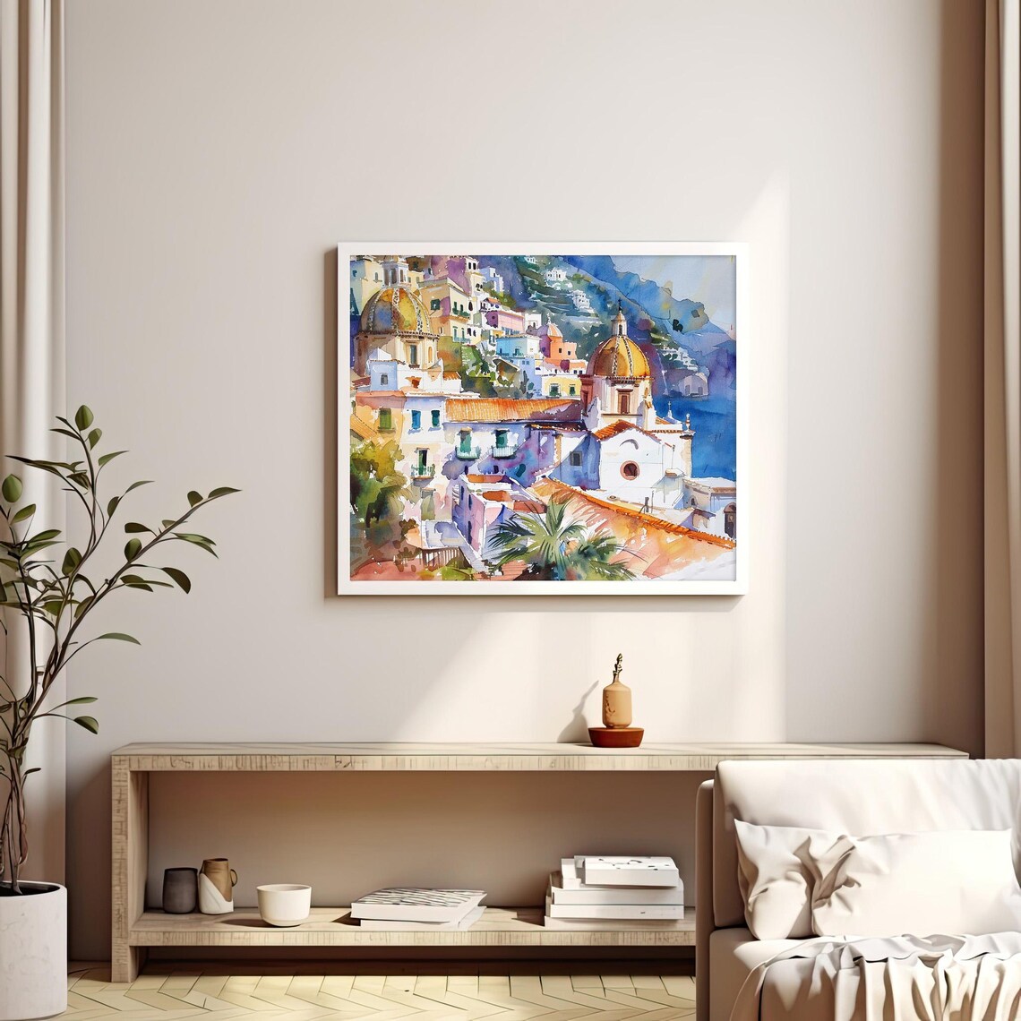 Positano Amalfi Coast Art Print Italian Cityscape Watercolor Art Italy Seascape Wall Art Travel Art Print By Feelingprints - Image 3