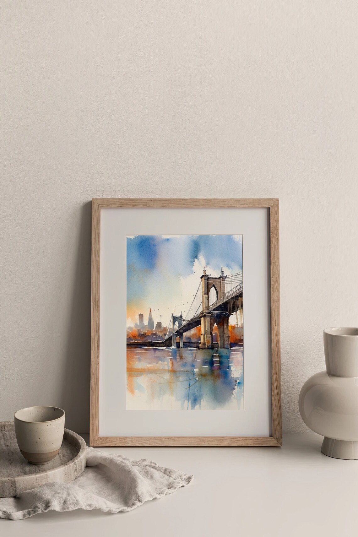 Brooklyn Bridge Watercolor Art Print, New York City - Image 3