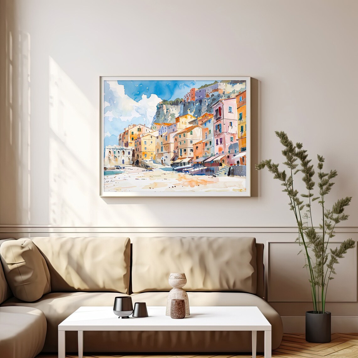 Scilla Calabria Fishing Village Watercolor Beach Italian Coast Print - Image 4