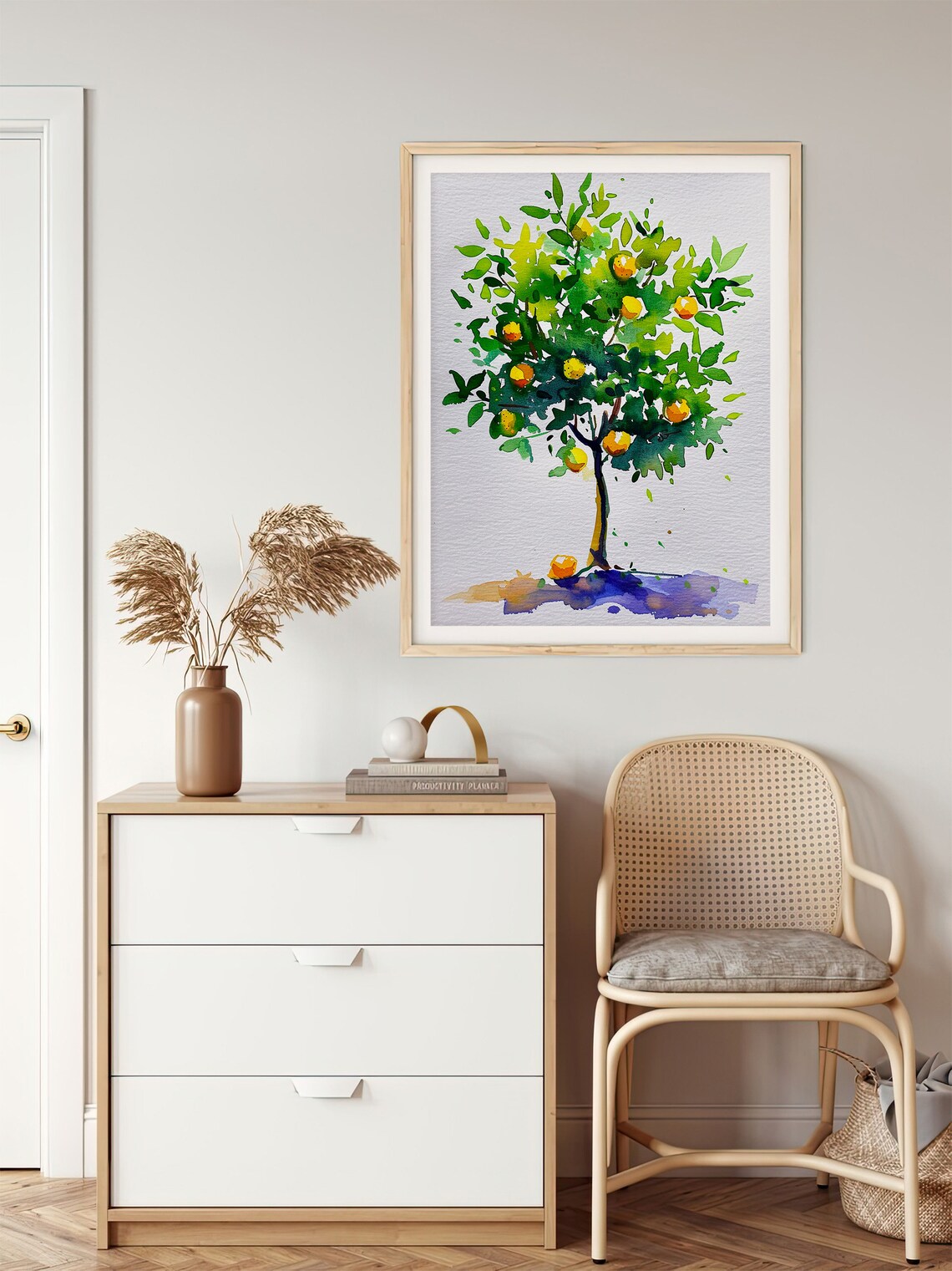 Lemon Tree Watercolor Art Print, Fruit Wall Decor - Image 4