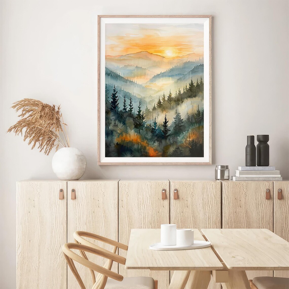 Smoky Mountains Watercolor Art Print, Foggy Forest - Image 5