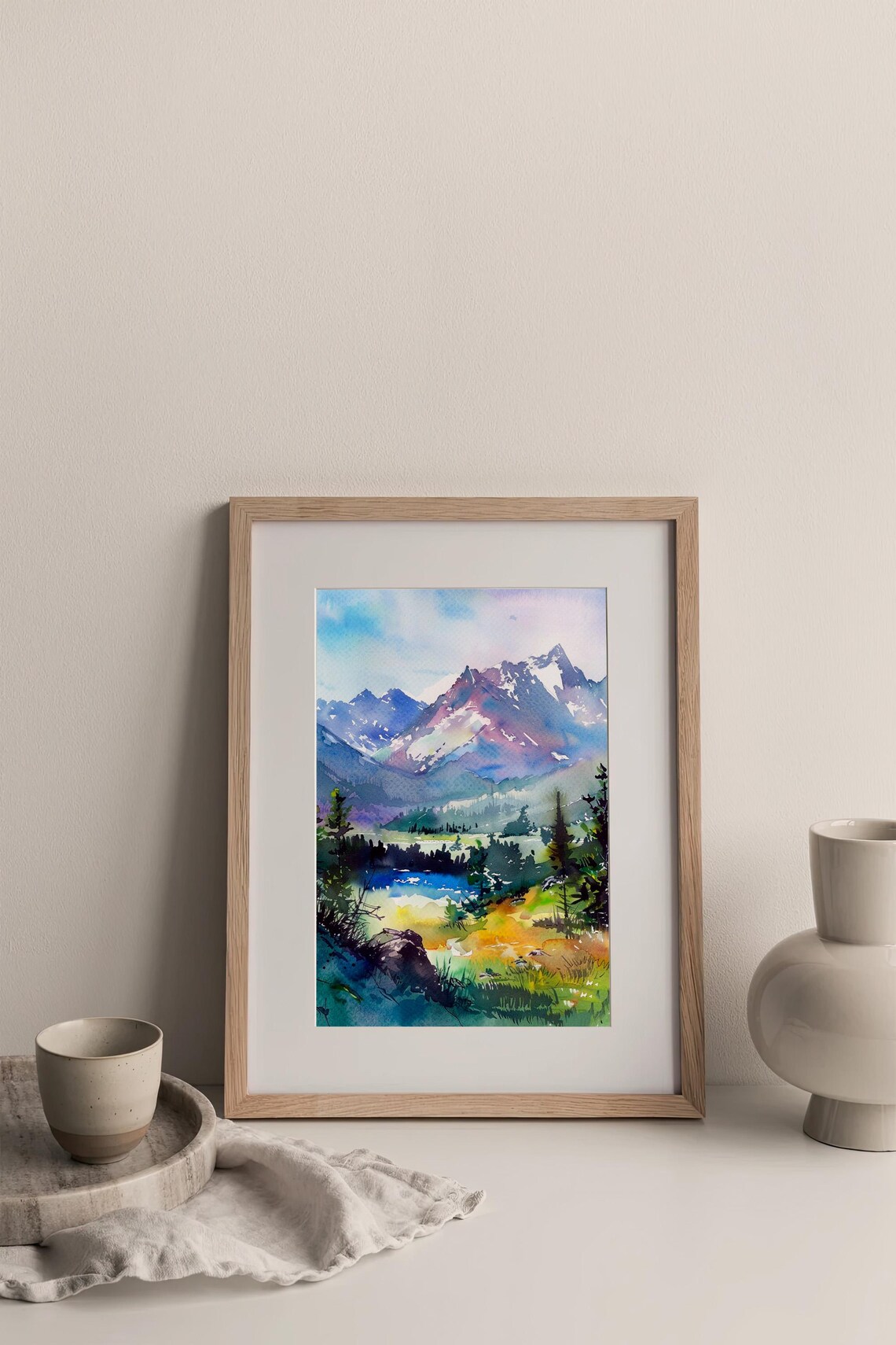 Rocky Mountains Watercolor Art Print, Grand Tetons - Image 3