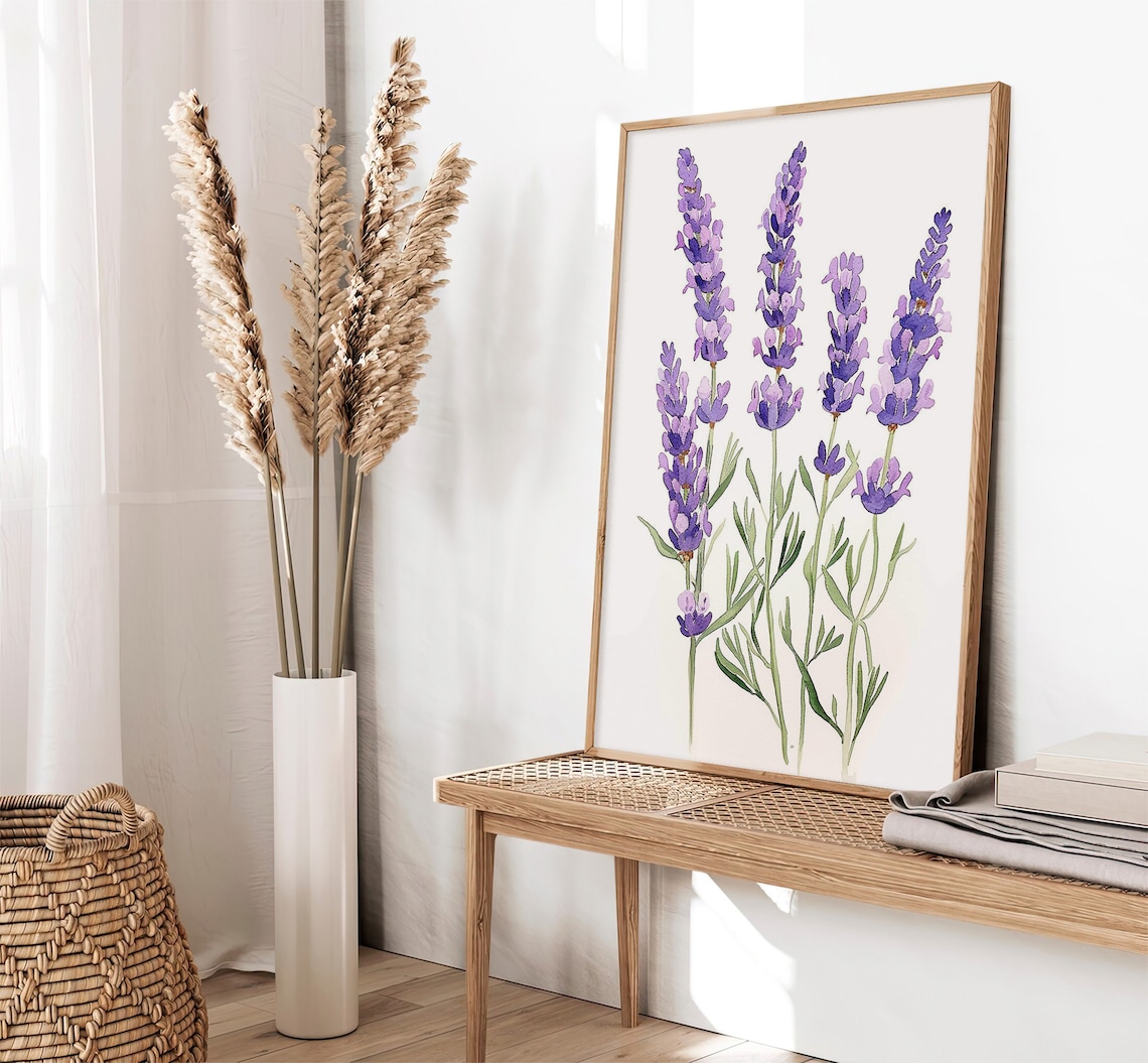 Lavender Flowers Watercolor Art Print, Tuscany Botanical - Image 2