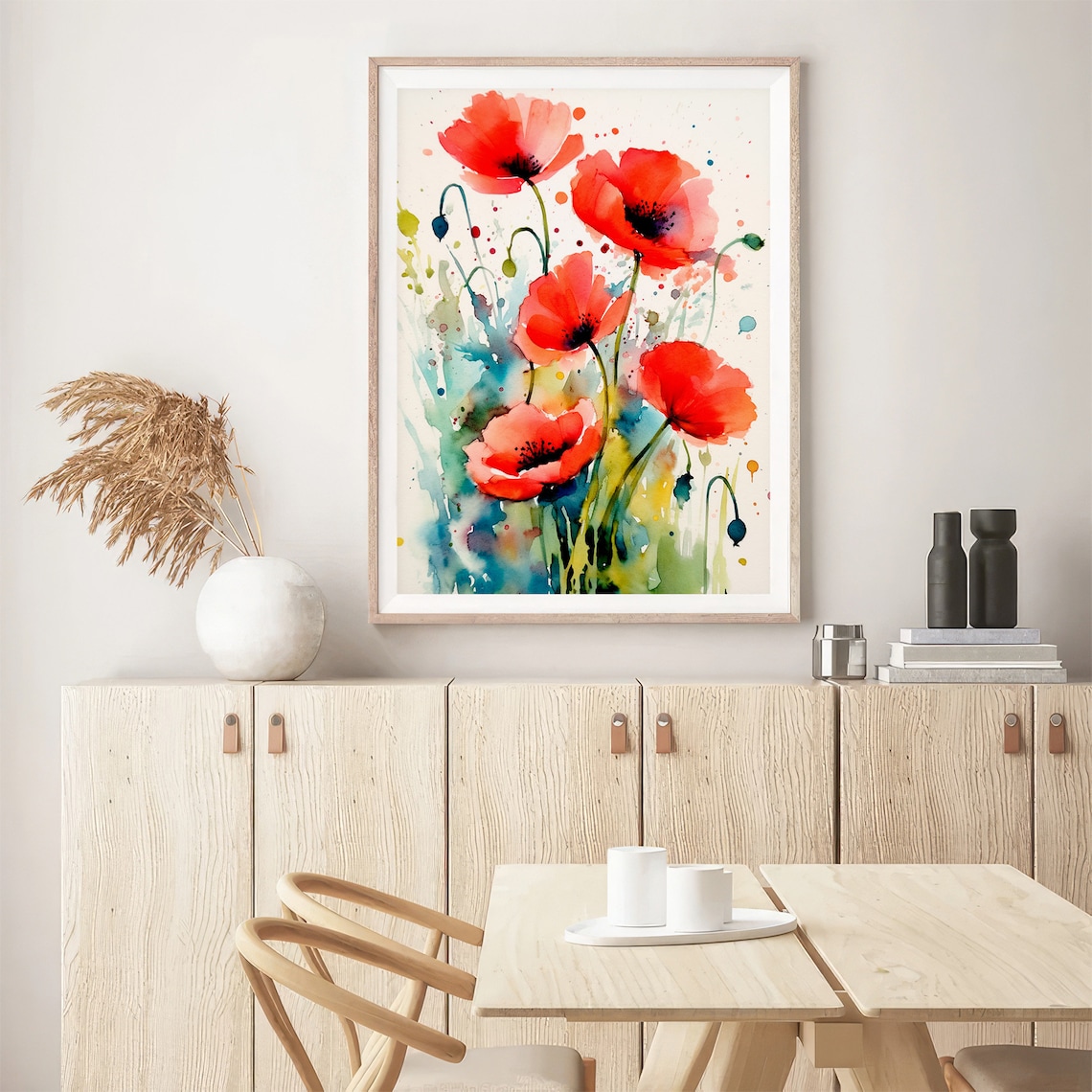 Red Poppy Flowers Watercolor Art Print, Farmhouse Floral - Image 3