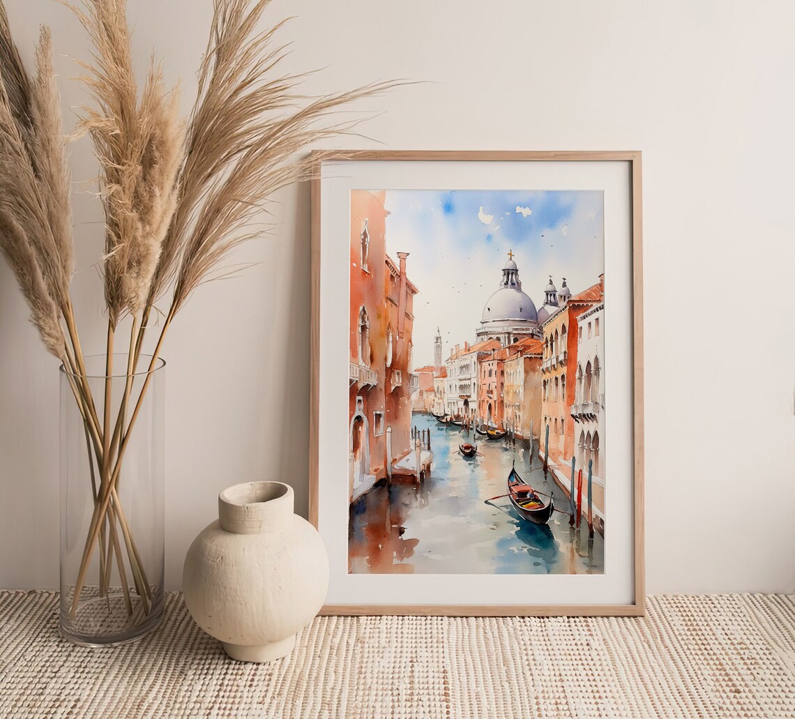 Grand Canal Venice Watercolor Art Print, Cityscape - Image 4