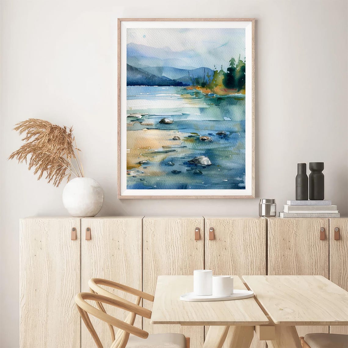 Lake Tahoe Pine Trees Mountain Lake Landscape Watercolor Poster - Image 5